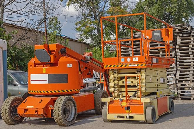 forklift operator organizing inventory in warehouse in Cazenovia IL